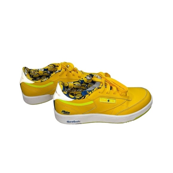 Reebok Kids Size 3 Club C Minion Sneakers Colab Accent Lining Despicable Me - Picture 2 of 9
